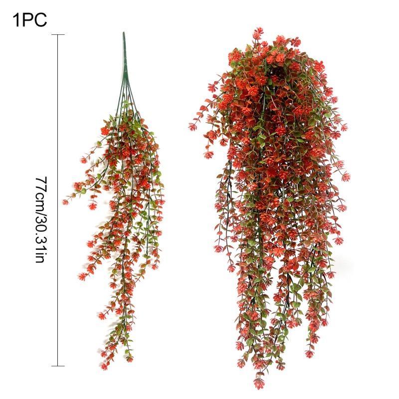 Sztuczny Plastikowy Eukaliptus Róża Kamelia Wisząca Dekoracja Ścienna, Dekoracja Zielonych Roślin do Domu i na Dziedziniec, Sztuczna Girlanda Kwiatowa