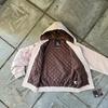 Derschutze Men's Trendy Winter 2025 Cherry Blossom Embroidered Hooded Cotton Jacket