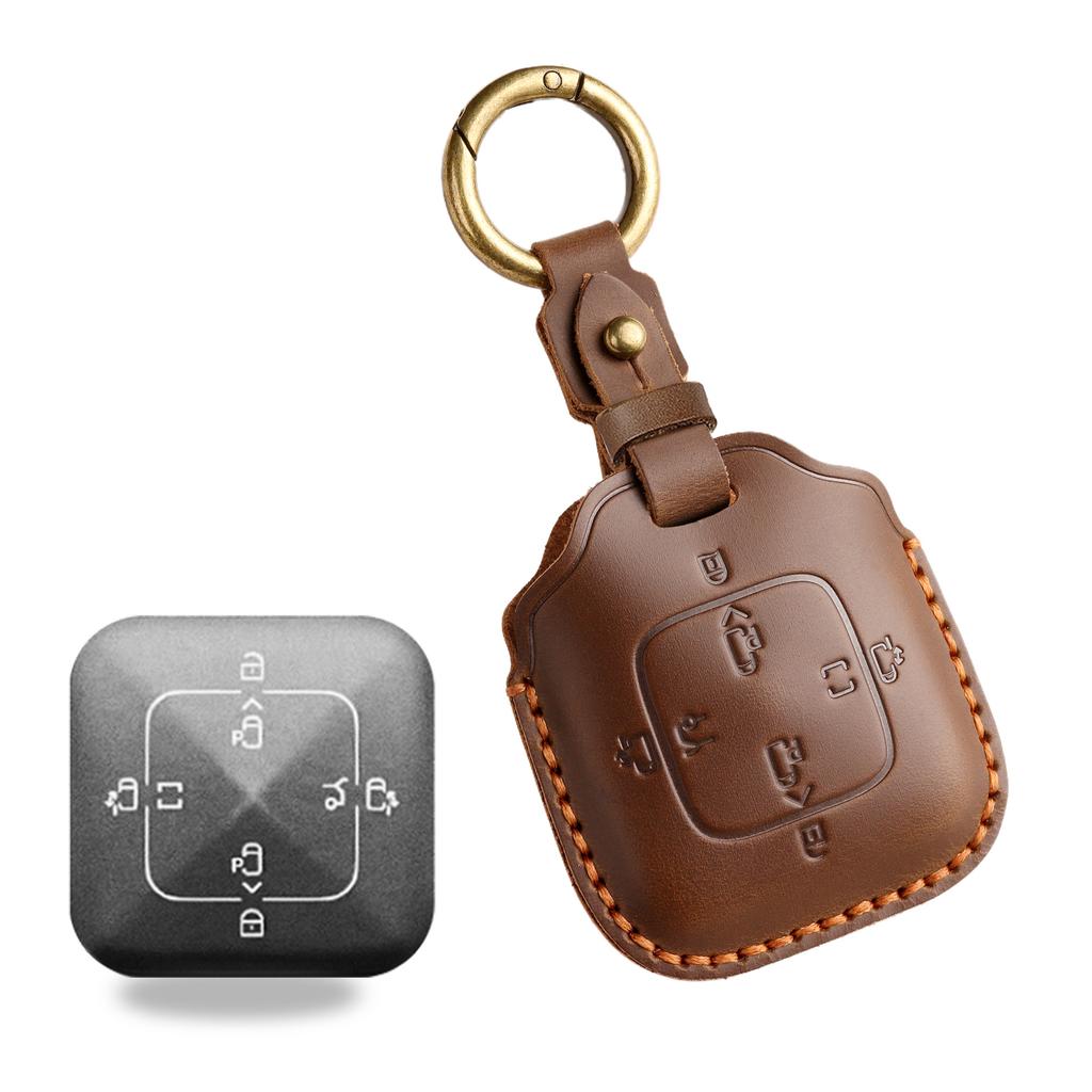 Leather Car Key Case Cover for Zeekr 001 X 7X 007 007GT 009 Car Remote Key Fob Shell Holder Keychain Accessories