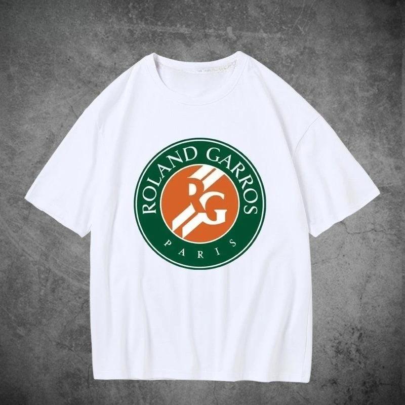 

YvonneArt Мужская теннисная футболка 1 шт. 100% хлопок круглый вырез короткий рукав дышащая стандартная посадка Ролан Гаррос Париж 220 г/м2 Черный M