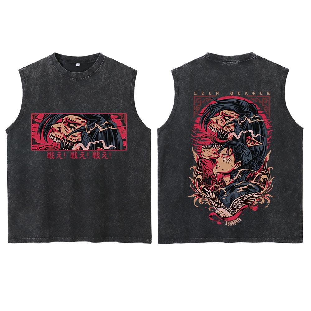 

Аниме Атака Титанов Эрен Майки Топы Жилет Футболка Мужская Женская Уличная одежда Топы 3XL