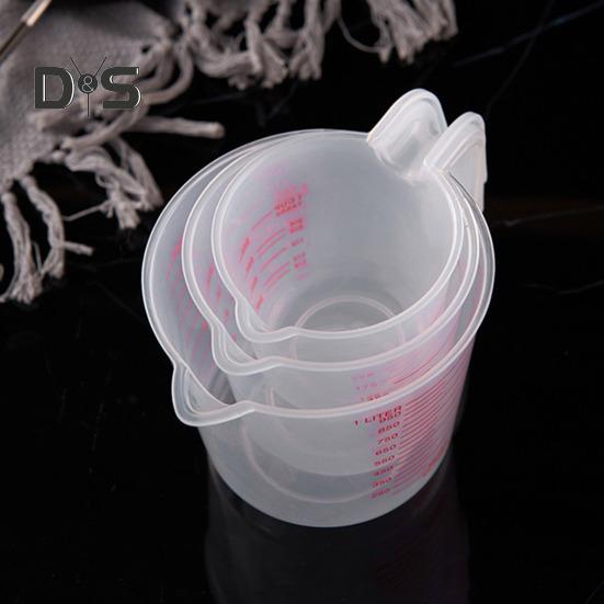 3 szt. 1000 ml 450 ml 250 ml Miarki Przezroczyste Plastikowe Miarki z Uchwytami do Płynów Mąki Proszku Niezbędne Kuchenne do Pieczenia Gotowania Mieszania