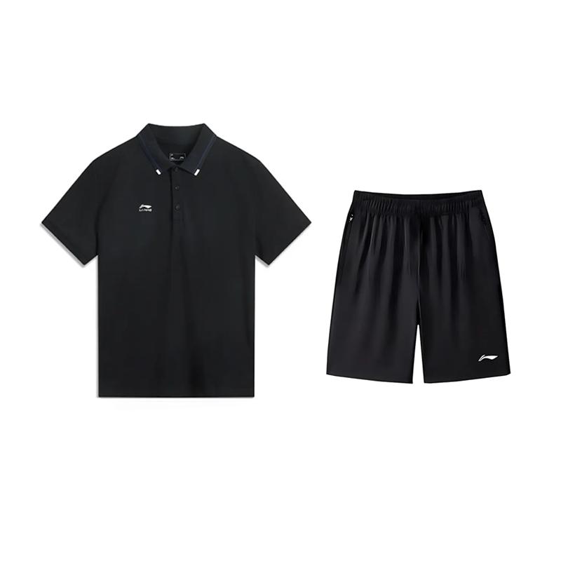 

Li Ning Серия Спортивный Стиль Жизни Простая Однотонная Удобная Универсальная Дышащая Футболка-поло с Коротким Рукавом Повседневный Спортивный Костюм APLV063-2+AKSV843-1 L