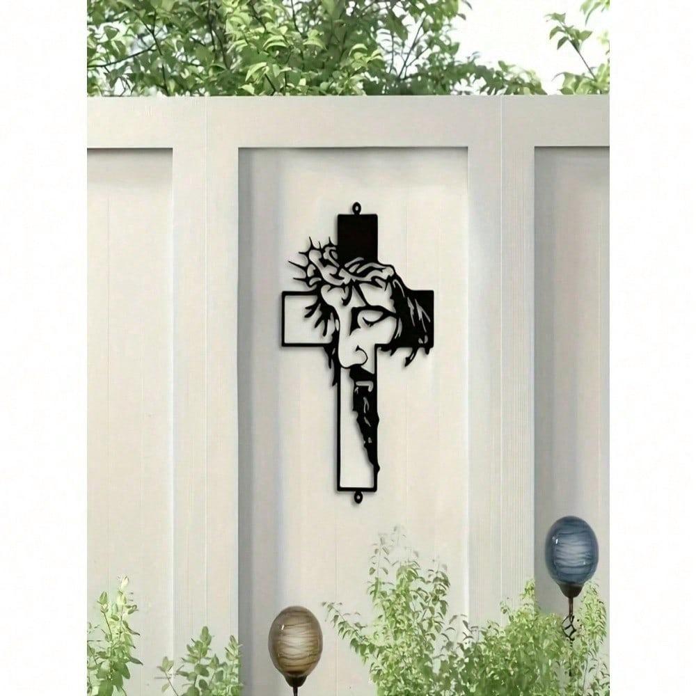 11.8 Inch Metal Cross Wall Decor Jesus Christian Religious Art for Home Indoor Outdoor Garden Hanging Faith Gift Easter Rustic Spiritual