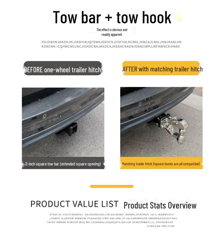 Enhanced Tow Hook & Bar for Beijing BJ60 Trailer: Thickened and reinforced for upgrades and modifications.
