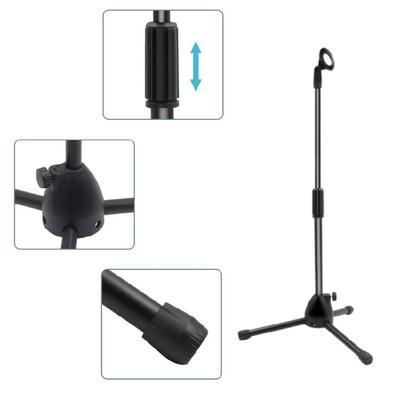 Musician Grade Adjustable Mic Stand For Stage Use Foldable Heavy Duty Construction Universal Device Compatibility