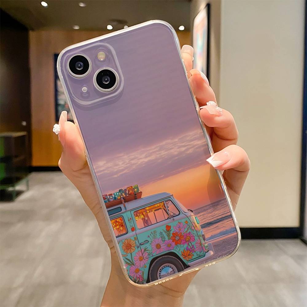 Combi Van Surf Phone Case For iPhone 17 16e 16 15 14 13 12 11mini Pro Max X XR XSMAX 8 7 Air Plus Soft Cover