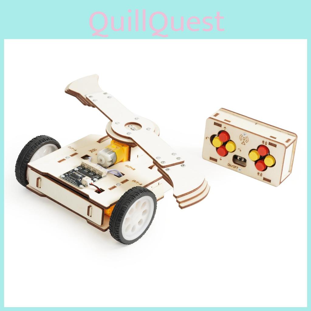 Wooden Remote Assembled Controlled Combat Vehicle With Rotating Wing Set Toy