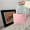 Fashion Large Capacity Quilted Handbag Cotton Heart Shape Shoulder Bag Reusable Multifunctional Shopping Bag Office Worker