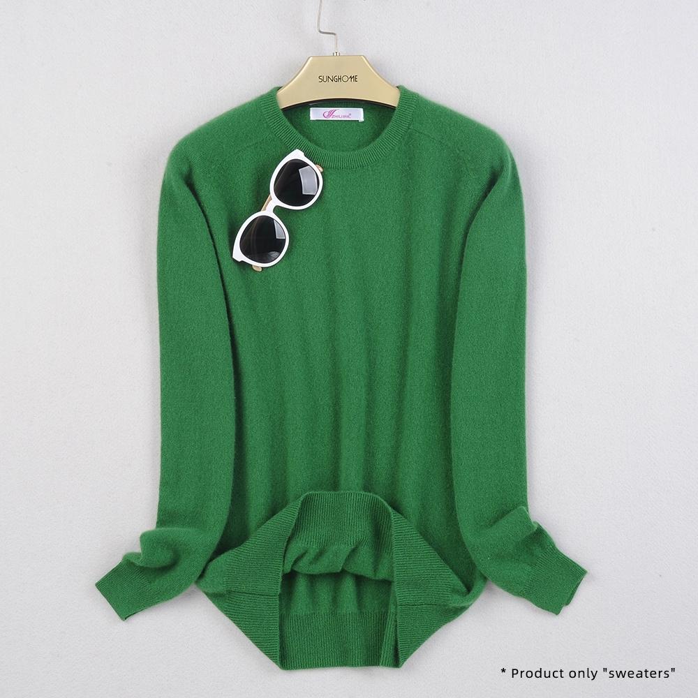 Dámský kašmírový svetr s kulatým výstřihem pro teplo a pohodlí pletený svetr s dlouhým rukávem