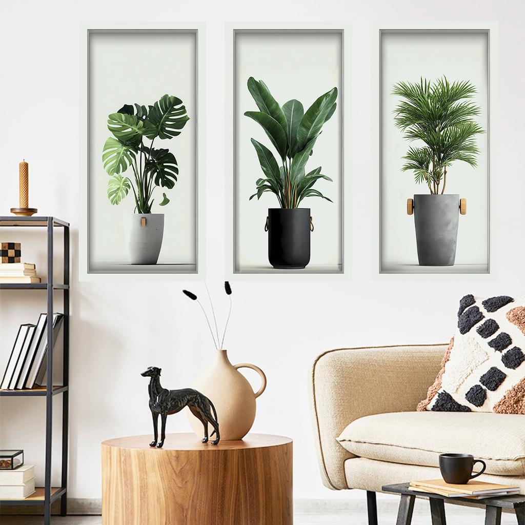 3D Plant Potted Plants Living Room Background Wall Decoration Self-adhesive Wall Stickers
