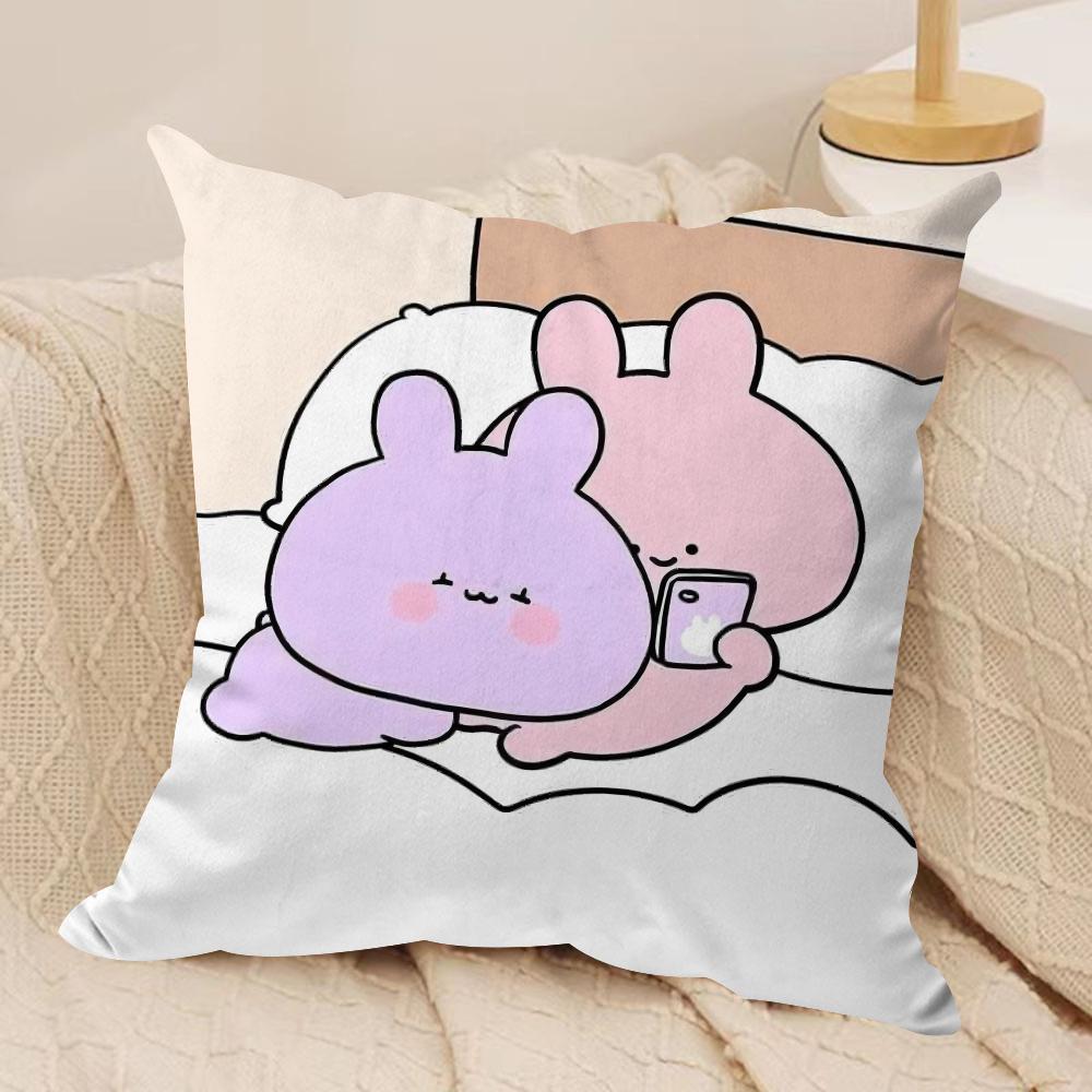 Cartoon Cute Asamimichaan Cushion Cover Silky Short Plush DoubleSided Printed Pillow Case for Sofa All Seasons Home Decor Gift