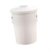 Outdoor Metal Trash Can with Lid Compost Bin 17 L Practical Kitchen Beige Sturdy Waste Iron