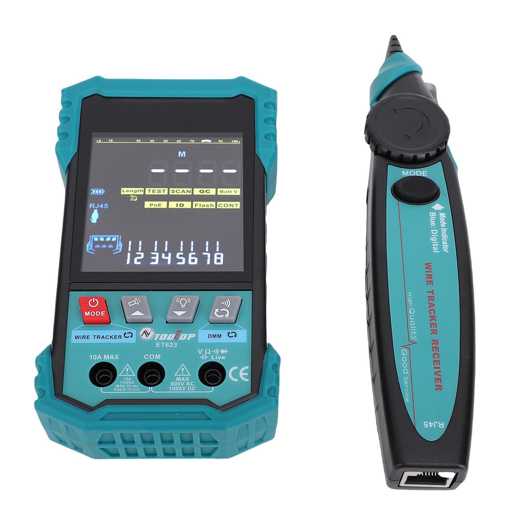 2 In 1 Network Cable Tester and Multimeter, RJ45 BNC Telephone Line Tester, Ethernet Wire Tracker with Length