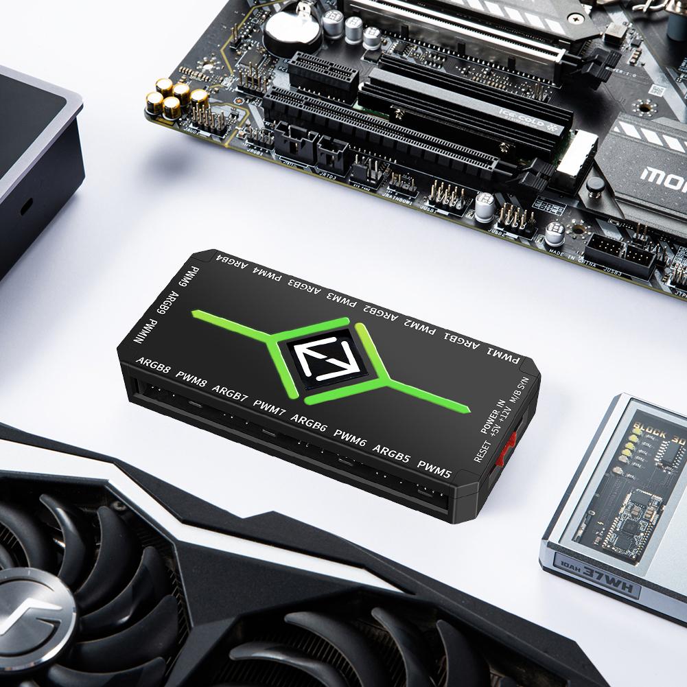 1 până la 9 3 în 1 Controller ARGB 5V 3 pini Hub ventilator de răcire Alimentare SATA 4 pini PWM Hub cu aspirație magnetică pentru ventilator carcasă PC