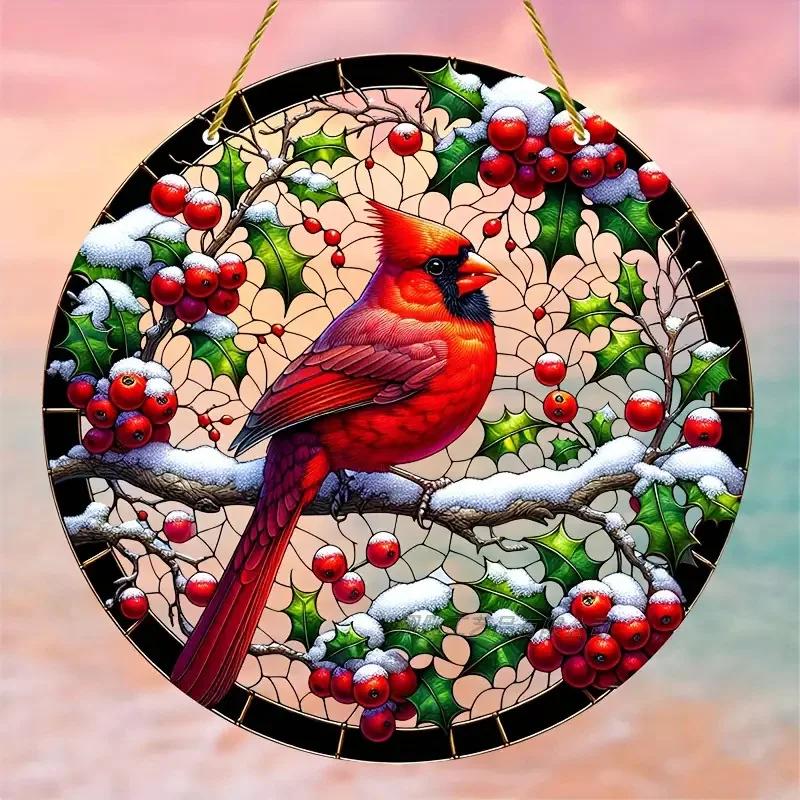 Santa Claus Acrylic Stained Glass Disc – Perfect Window Hanging Decor for Living Rooms, Bedrooms & Outdoor Spaces