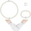 Childrens Artificial Pearl Necklace Set With Satin Gloves And Butterfly Bow Design For Stylish Casual Wear
