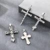 Stainless Steel Cross Pendant Necklace for Men Vintage Jesus Crucifix Carved Cross Necklaces Gothic Punk Religious Jewelry Gift