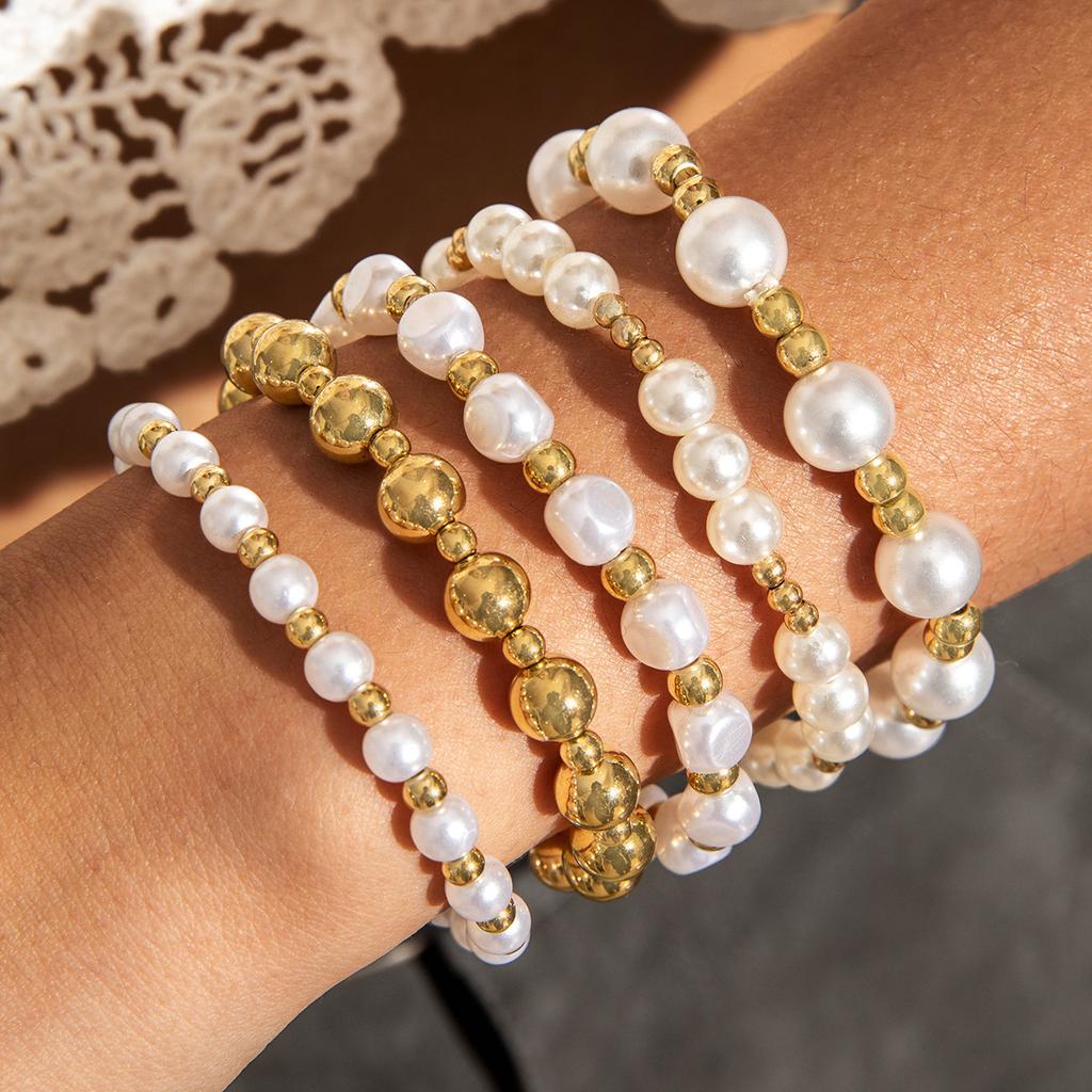 European And American Fashion Love Imitation Multi-Layer Pearl Bracelet Set Temperament Advanced Sense Beaded Ins Style