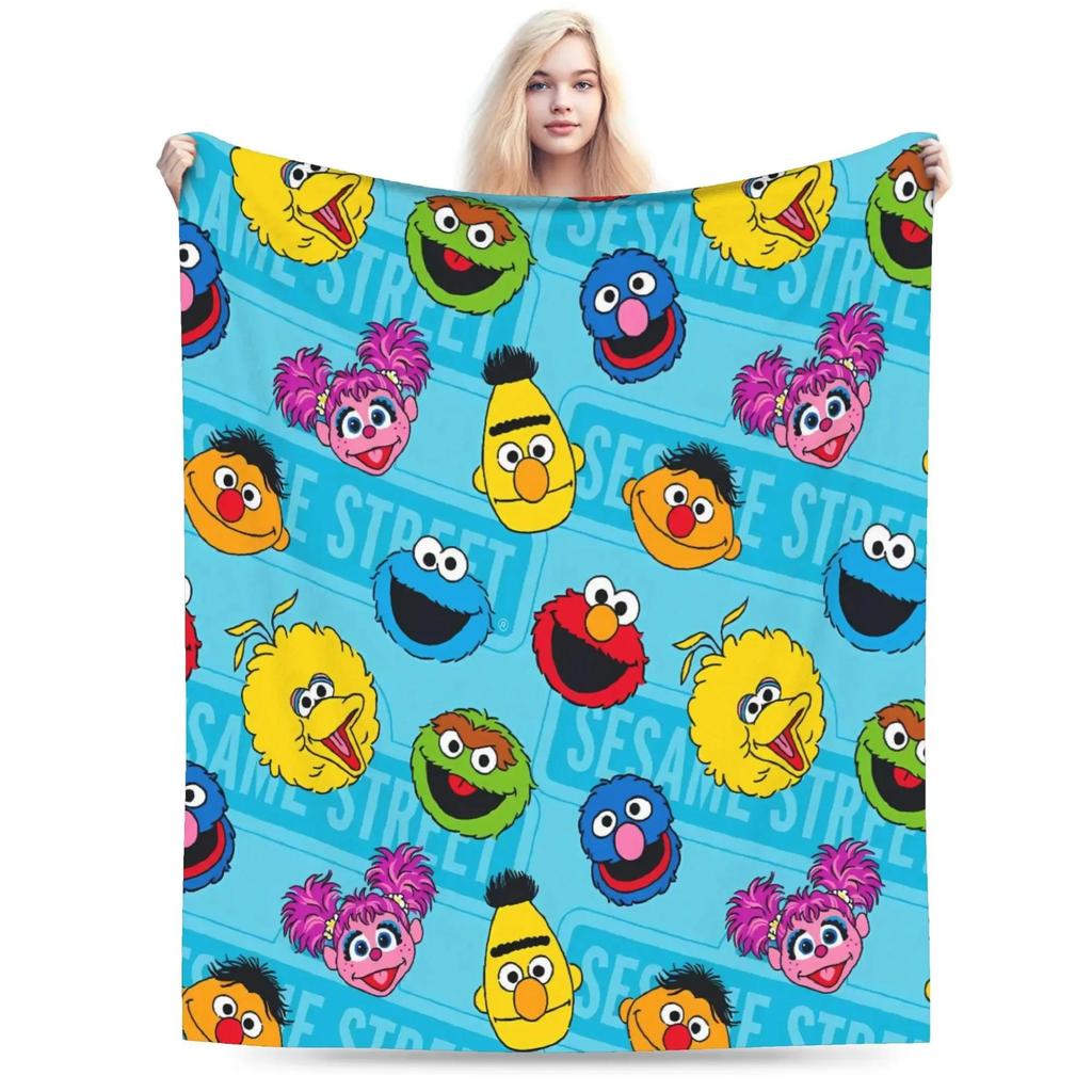 Sesame Street Flannel Blanket Super Soft Winter Throw for Kids and Adults Couch Sofa Bed Cover Novelty Bedspread