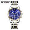 Sanda 7002 Men's Luminous Quartz Watch with Leather Strap & Rotating Starry Sky Dial