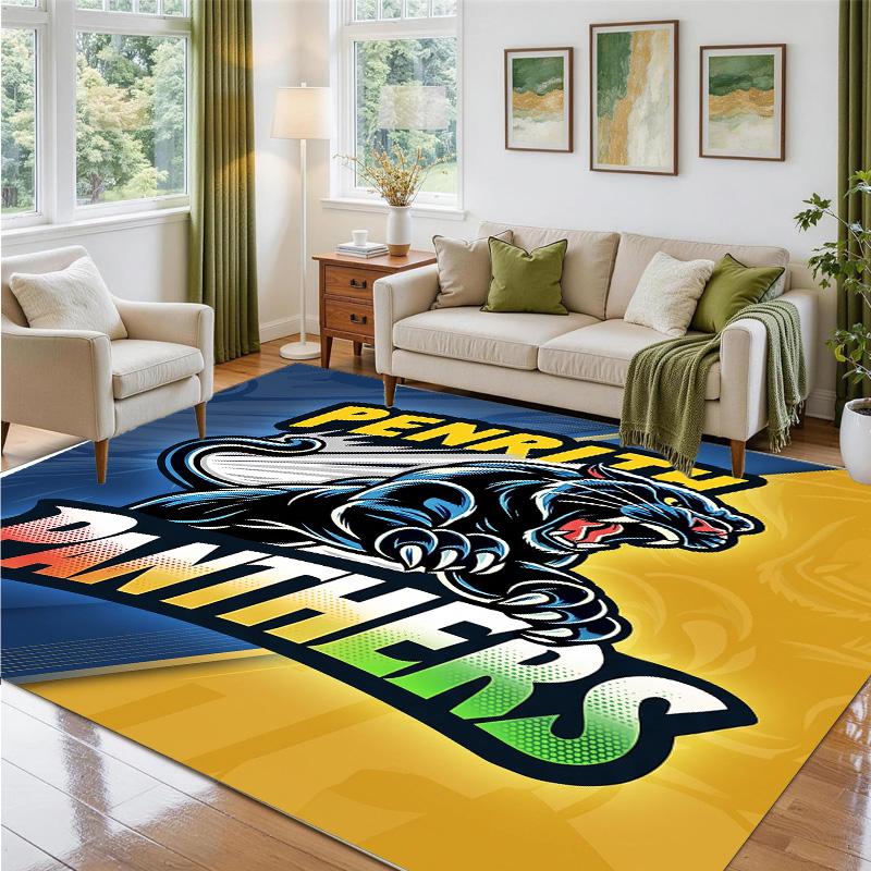 Penrith Panthers Design Crystal Velvet Rug Soft Decorative Mat for Bedroom Entrance