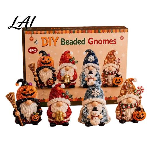 Kit de Gnome Perlé 3D Kit DIY Broderie de Perles Minuscules 4 Pièces Goblin Perlage Pour Décoration de Maison Loisirs Créatifs Art Créatif Mignon Cadeau Fait Main pour Débutants & Craft