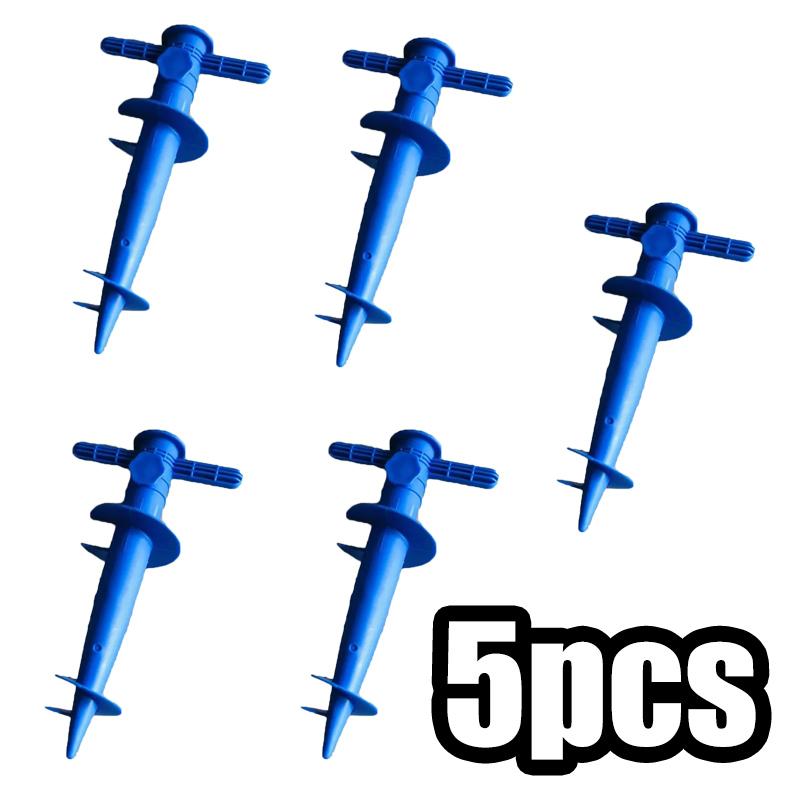 5PC Umbrella Base Adjustable Plastic Sun Beach Patio Sand Ground Fixing Tools Anchor Stand Spike Auger Keep Holder Garden Access