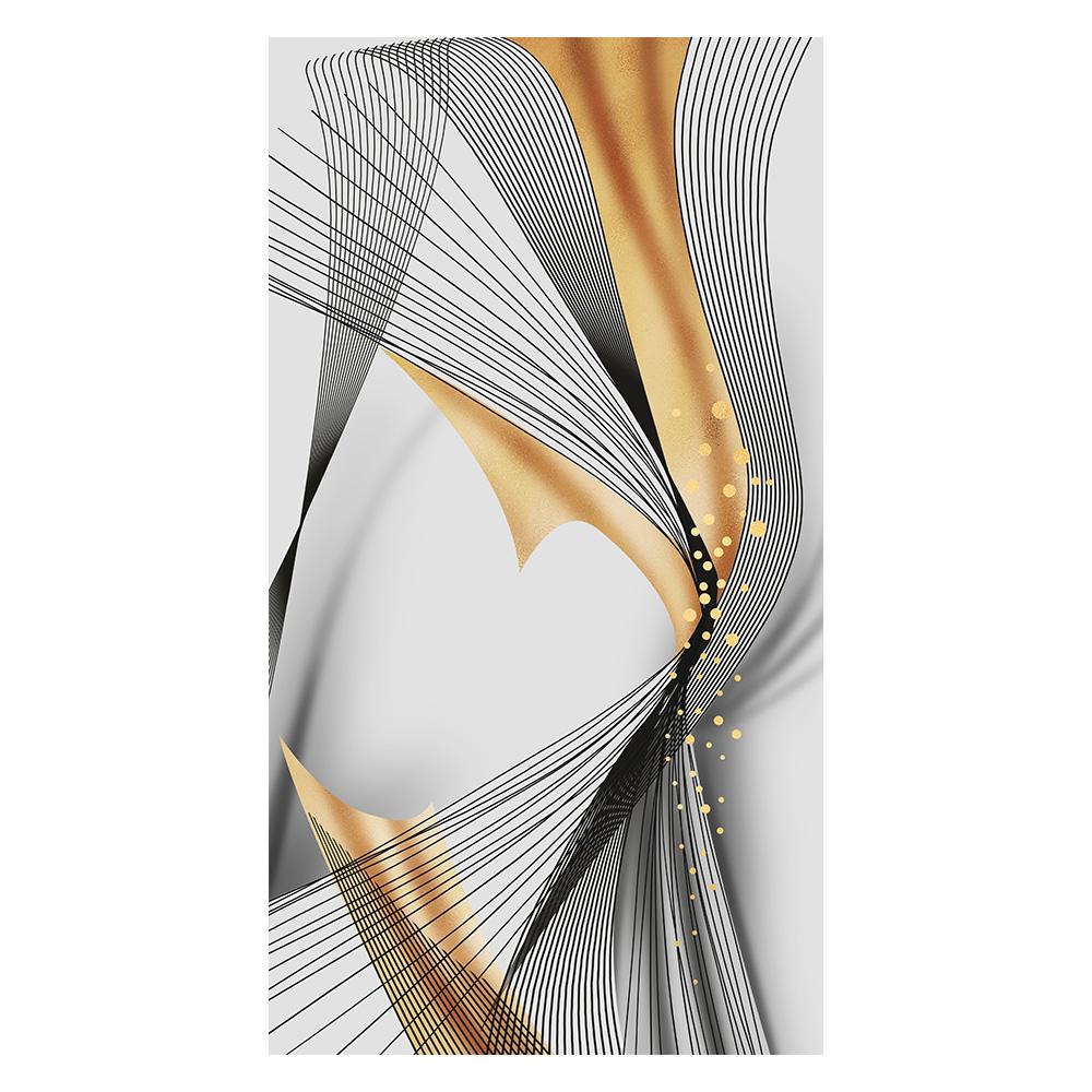 Modern Nordic Abstract Ink Wall Art Canvas Painting Gold and Black Versatile Ribbon Posters Prints Picture for Living Room Decor