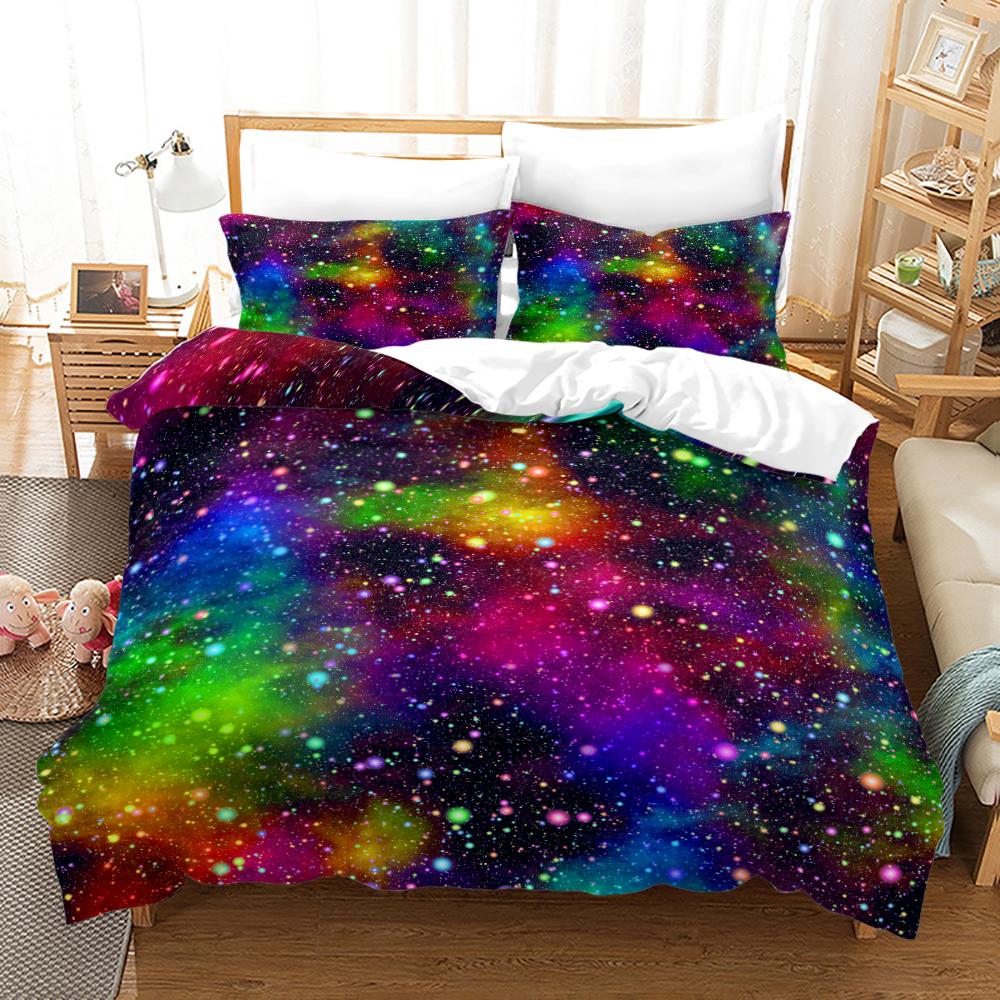 Galaxy Duvet Cover Set Love Heart Shaped Cloud Comforter Cover King Queen Size for Boys Girls Teens Bedding Set with Pillowcase