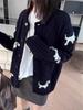 Autumn 2025 Women's Wool Jacquard Puppy Cardigan - Versatile Thick Cable Knit Sweater Coat
