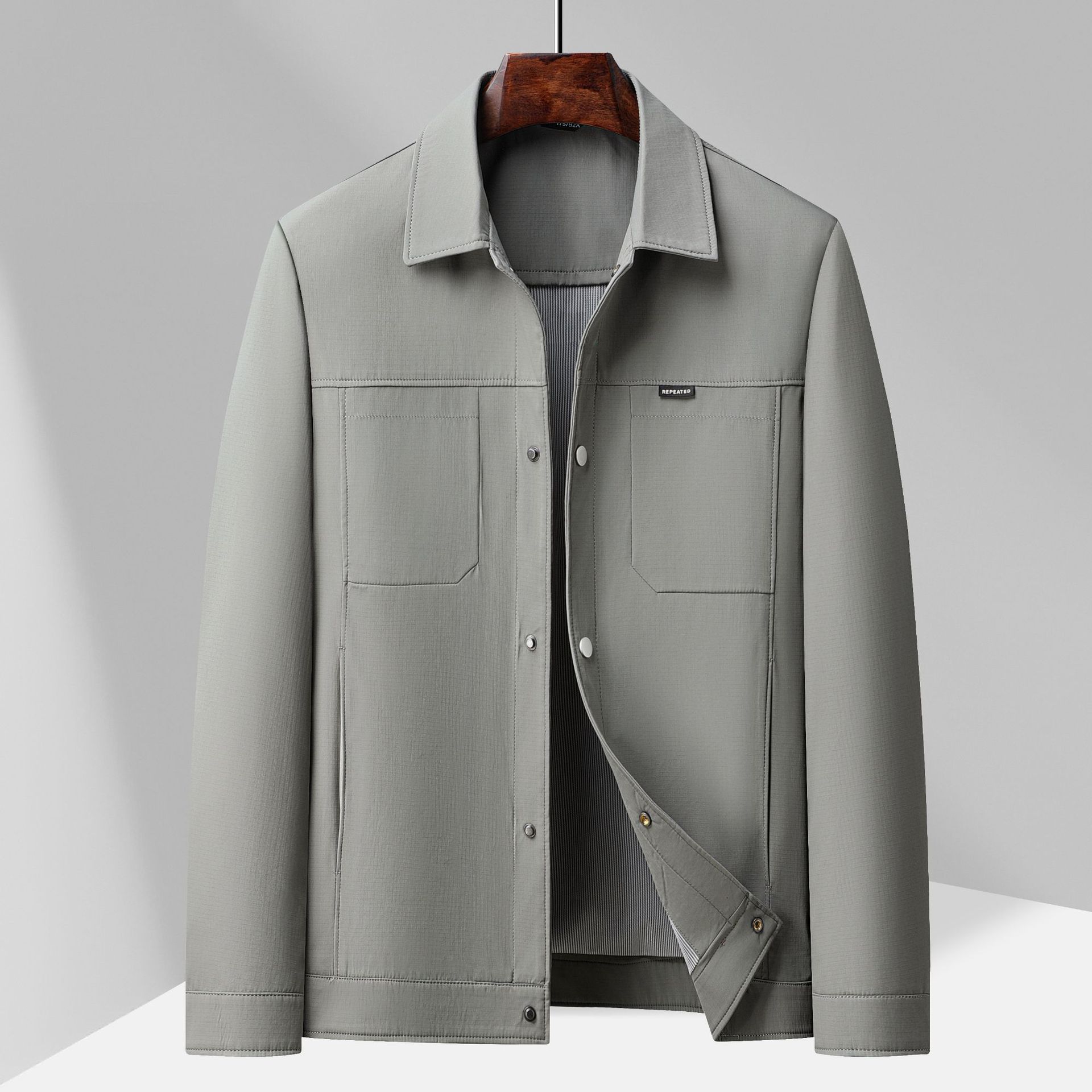 

Jacket Men s Short Lapel Casual Jacket Spring and Autumn New Handsome and Versatile Thin Work Top 4XL