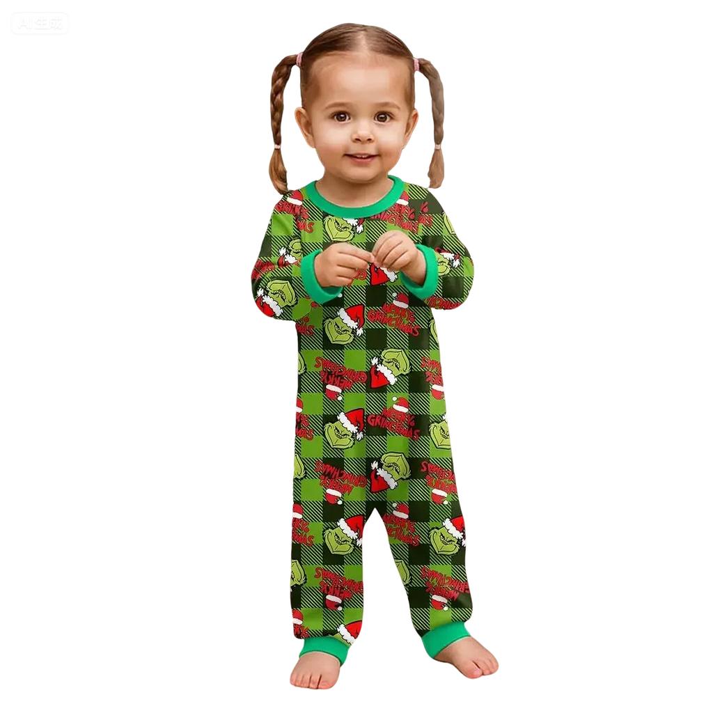 Print Cute Family Set Pajamas, Home Clothes, Family Set Long Sleeve Top Pants Set