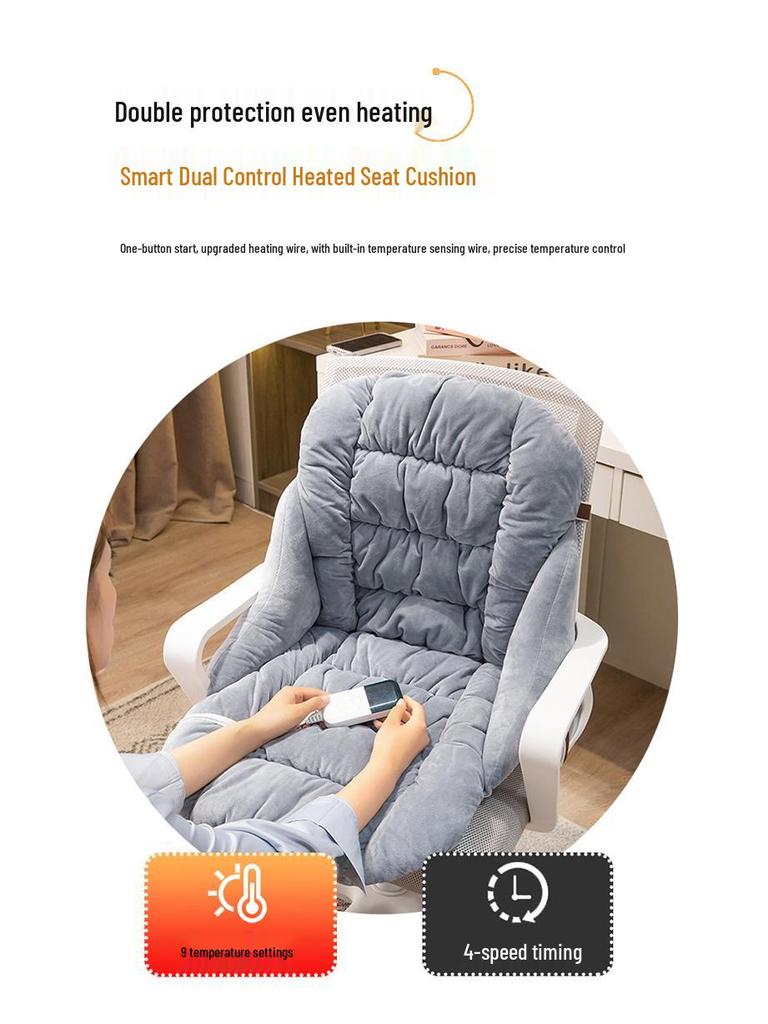 Θερμαινόμενο Μαξιλάρι Καρέκλας Γραφείου με Αποσπώμενη, Πλενόμενη Πλάτη - Ιδανικό για Χειμερινή Άνεση