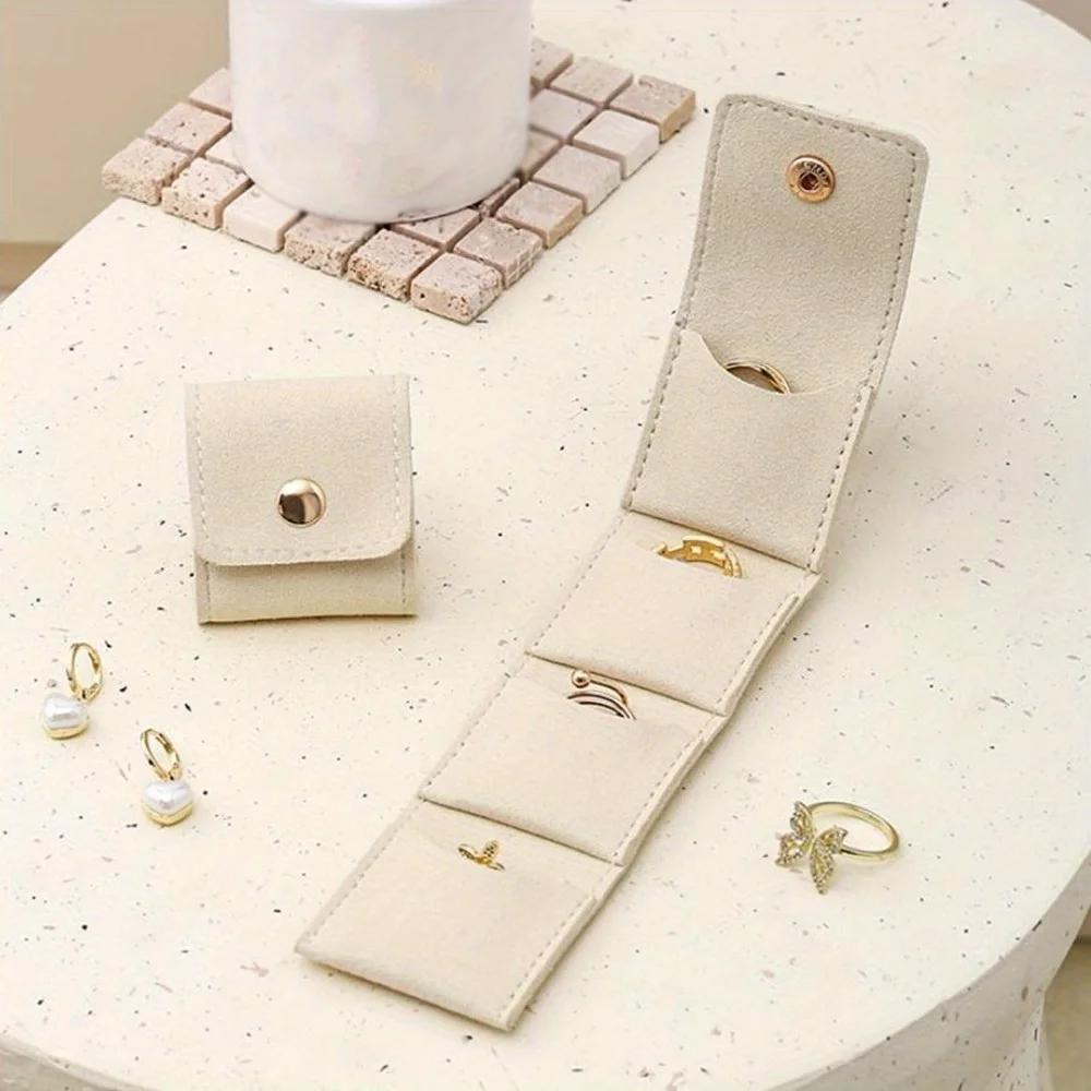 Mini Travel Jewelry Roll Bag with Buckle, Portable Foldable Travel Jewelry Storage Box, Small Jewelry Box for Earrings, Rings