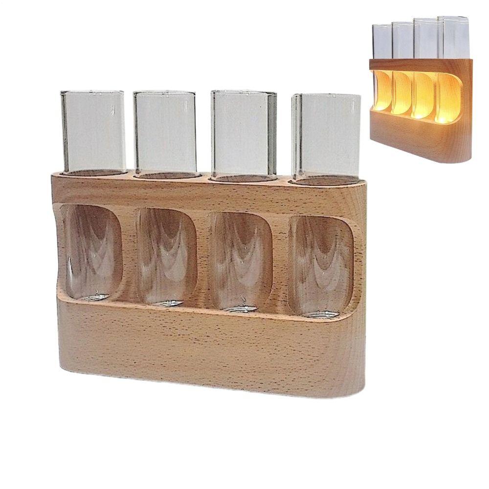 With Wood Stand Hydroponics Plants Glass Terrarium Adjustable Transparent Propagation Tube  Desktop