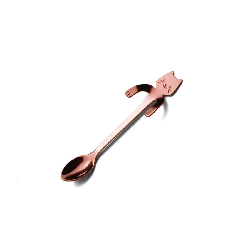 Stainless Steel Coffee Spoon Lovely Cute Cat Shape Teaspoon Dessert Snack Scoop Ice Cream Mini Spoons Tableware Kitchen Tools