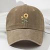 Sunflower Printed Baseball Cap Washed Cotton Sun Hat Vintage Dad Hat  For Women Man