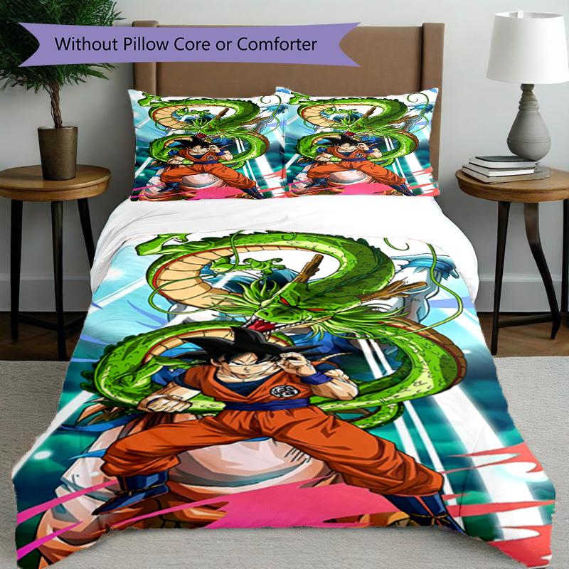 3pcs Duvet Cover Set (1*Duvet Cover + 2*Pillowcase, Without Core), DRAGON BALL Print Bedding Set, Bedroom Decor, All‑Season, Birthday Gift