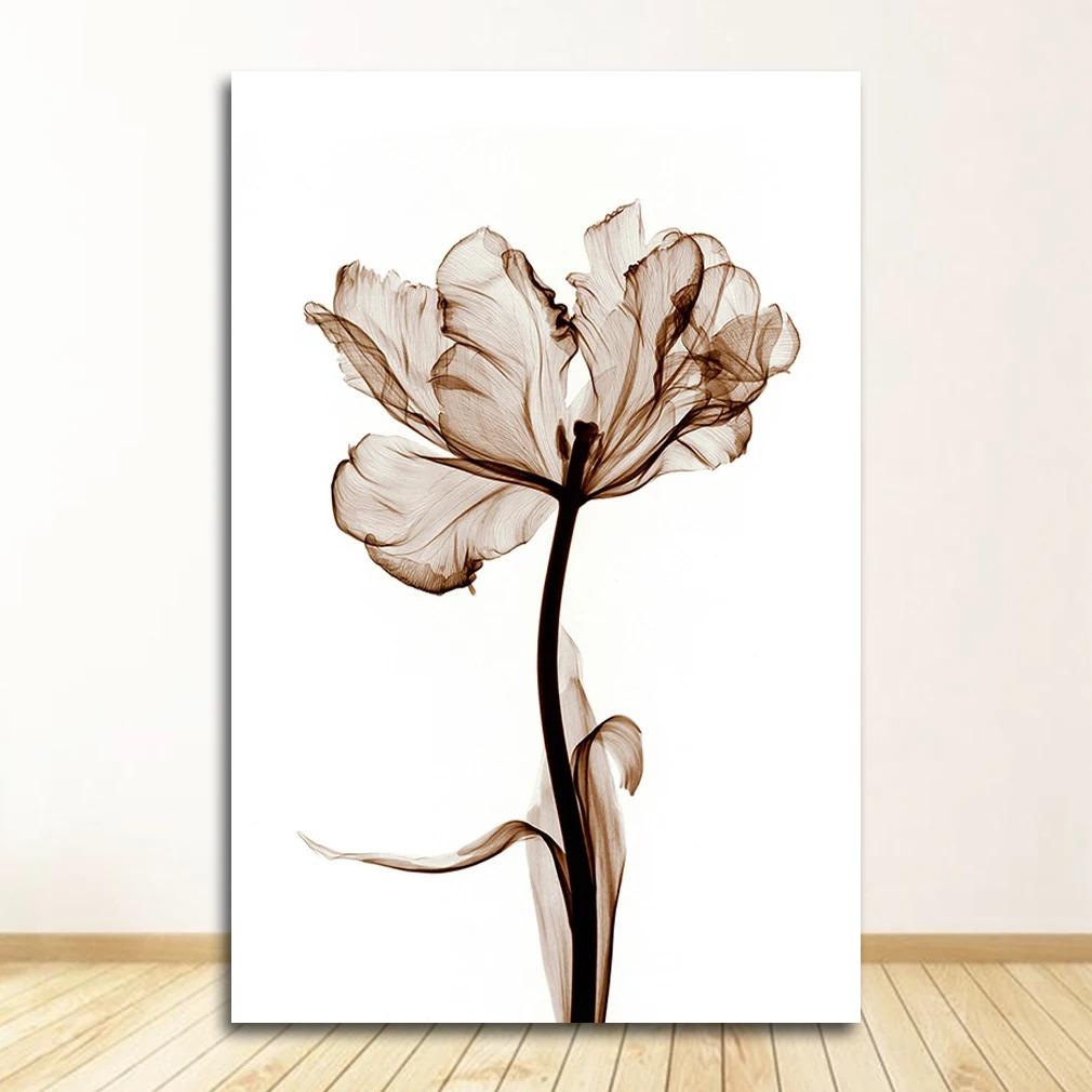 Simple Wall Decor Modern Transparent Flower Canvas Painting Art Print Picture Home Wall Decoration