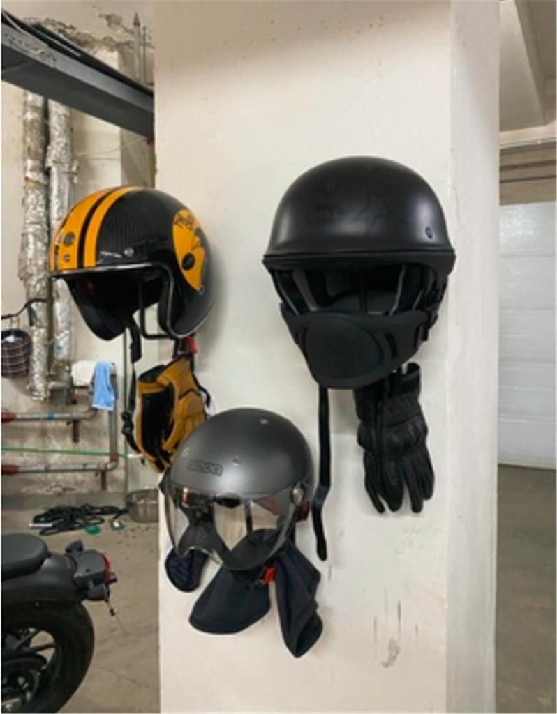 Black Motorcycle Bike Helmet Holder Storage Shelves Wall Mount Hanger Rack Hook