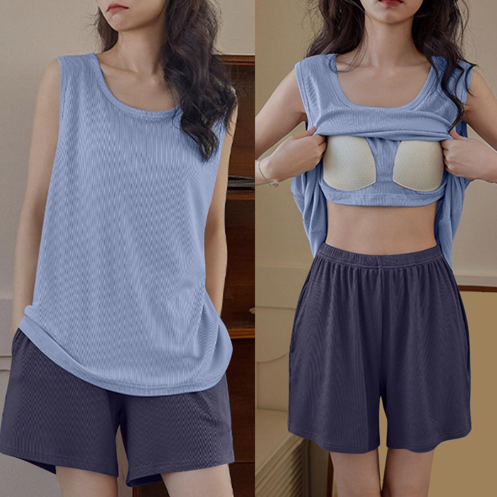 

Женский летний свободный жилет для пляжного отдыха с круглым вырезом и элегантной рубашкой с коротким рукавом и шортами XL небесно-голубой