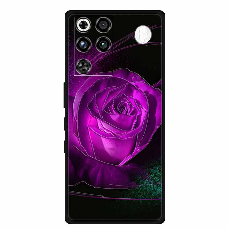 For ZTE Nubia RedMagic 11 Pro 5G Case 3D Emboss Flowers Relief Soft Black Silicone Back Cover For ZTE Nubia RedMagic 11Pro Funda