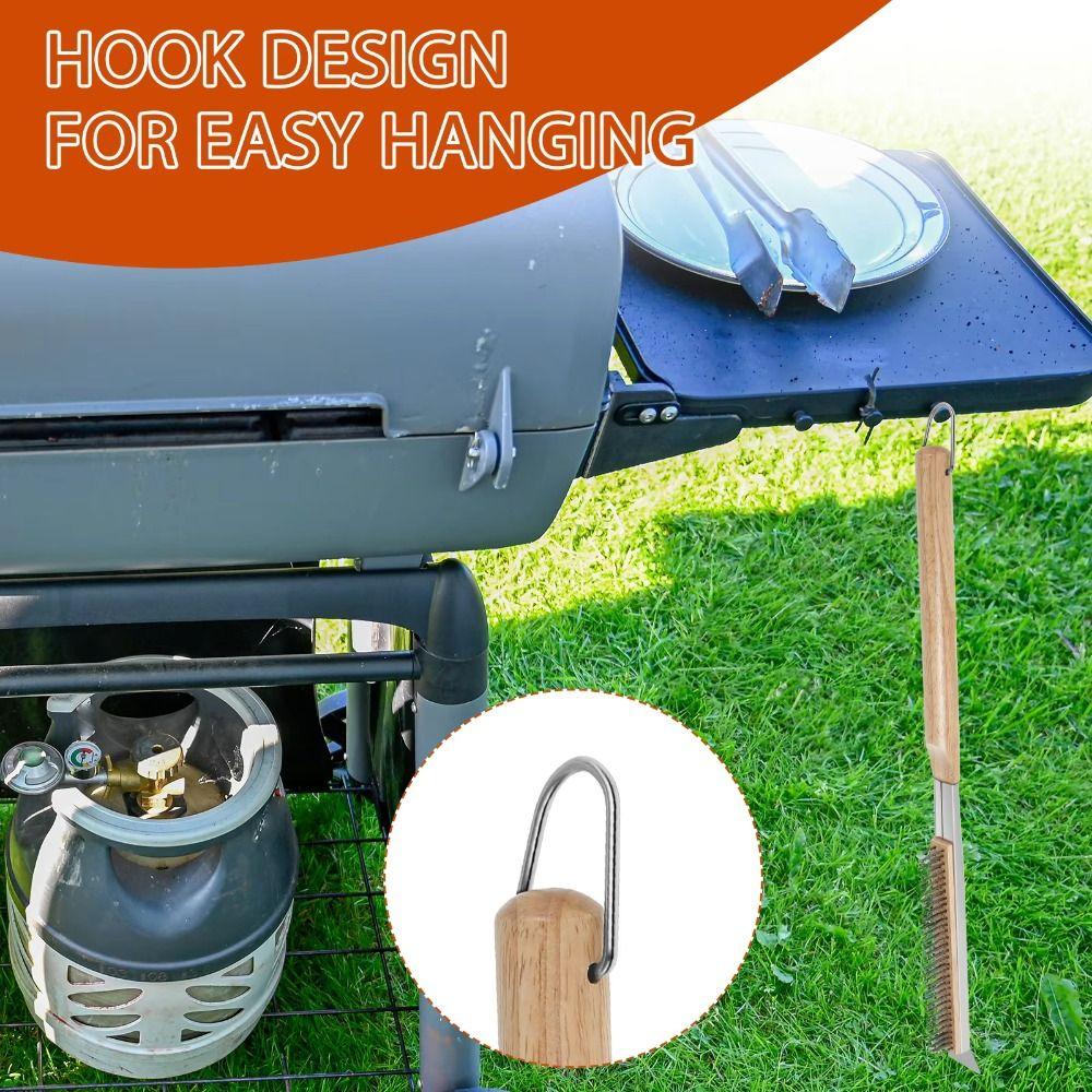 Wood Handle Grill Cleaning Brush 53.5cm Long Pizza Stone Cleaner Brush  BBQ