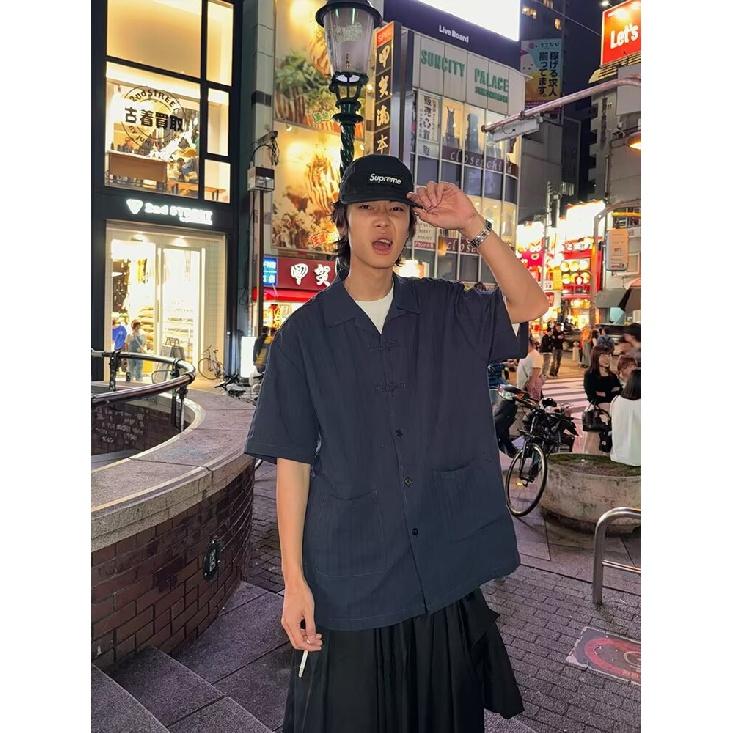 Summer Clothing Men'S Retro Casual Shirt Student Loose Niche Design Fun New Men'S Top For Outdoor Wear