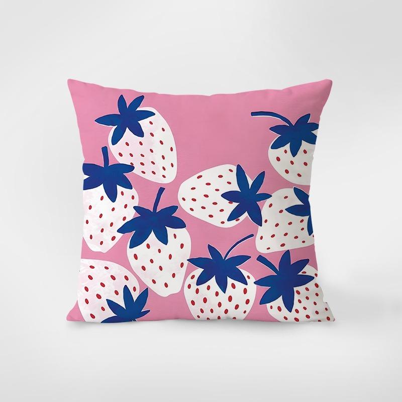 Strawberry Pattern Decorative Pillowcase Bedroom Living Room Square Cushion Pillowcase