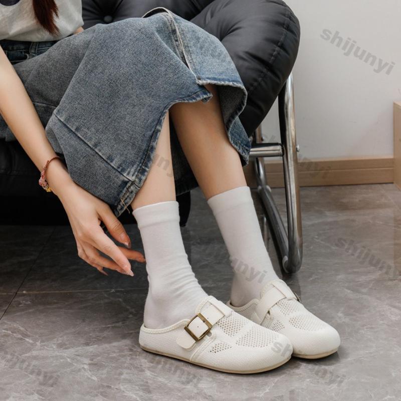 Women Shoes 2025 Summer New Fashion Comfortable Soft Sole Half Drag Shoes Outdoor Breathable Mesh Hollow Non Slip Womens Sandals