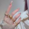 Copper Contemporary Vintage Ring For Women With Luxurious Gold Finish And Dazzling Geometric Diamond Detailing