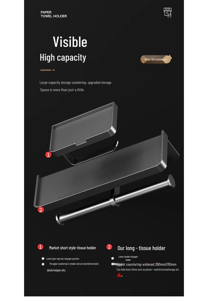 Toilet Paper Holder: No-Punch Roll Hanger - Sanitary Paper Storage Box for Bathroom