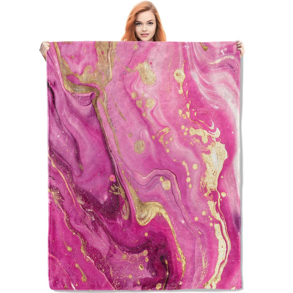 Marble Blanket Marbling Plush Nap Blanket Soft Lightweight Fluffy Flannel Fleece Throw Blanket for Sofa Couch Bed Camping Travel